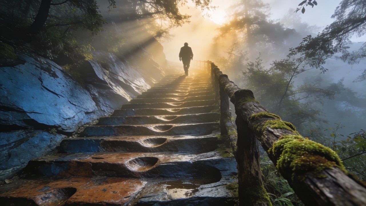 Silver Mist Steps Free Ascending Through Mist Image - Stairs, Climbing, Mist | Download ...