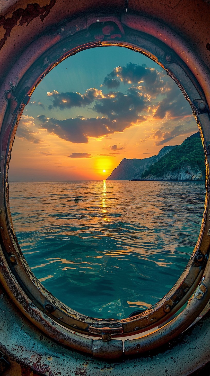 Sunse View Free Seaside Sunset View Photo - Sunset, Seaside, Porthole | Download ...
