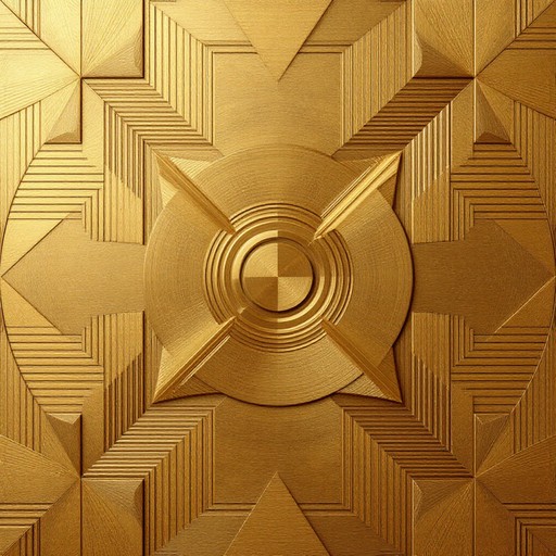 Luxurious golden metallic surface featuring Art Deco geometric patterns ...