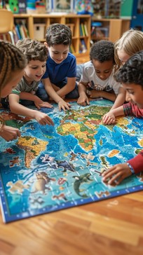Map Exploring Eyfs Free Kids exploring map Image - Kids, Map, Puzzle | Download at StockCake