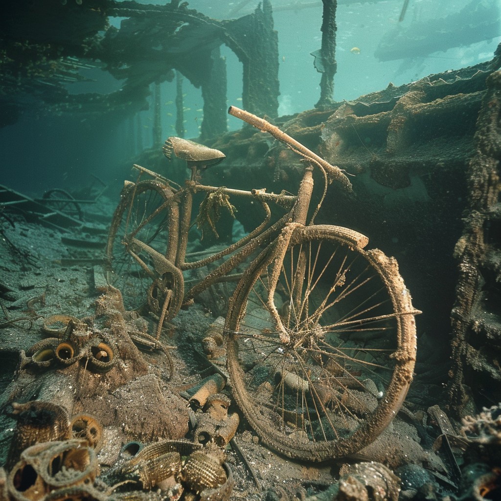 Bicycle Ride Sinking Adventure Free Underwater Rustic Bicycle Image - Underwater, Bicycle, Ruins ...