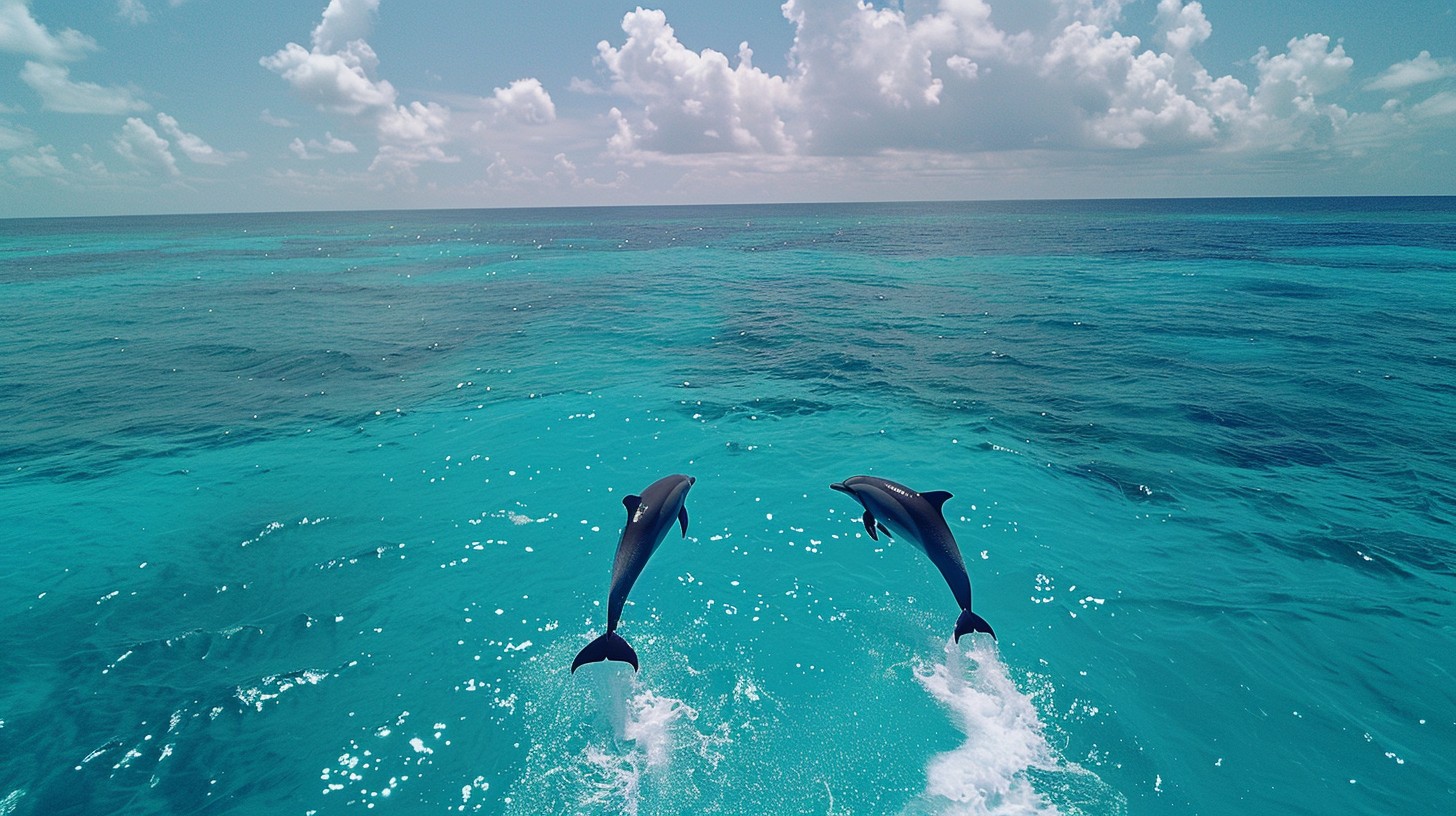 Middle Dolphin Free Dolphins at Play Image - Dolphins, Ocean, Leaping | Download at ...