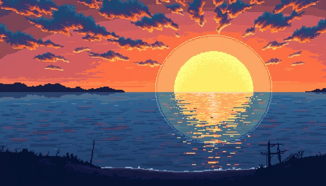Free Pixel Ocean Sunset Image - Pixel, Ocean, Lighthouse | Download at ...