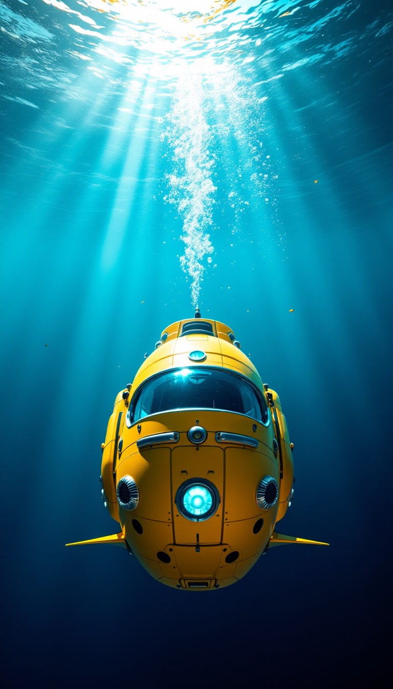 Free Yellow Submarine Descending Image - Submarine, Underwater, Ocean ...