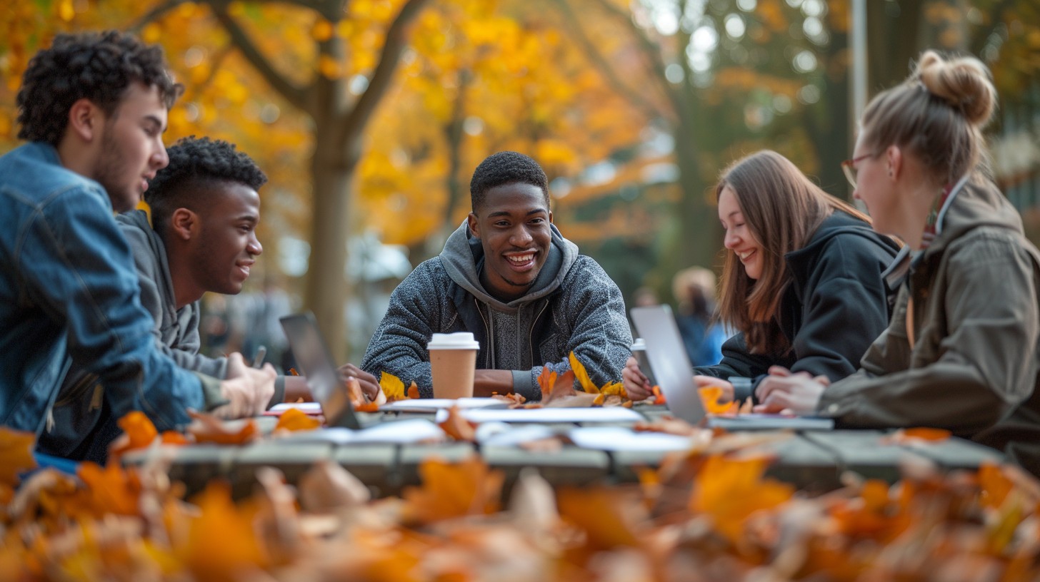 Fall Students Free Students Enjoying Autumn Image - Students, Autumn, Friendship ...