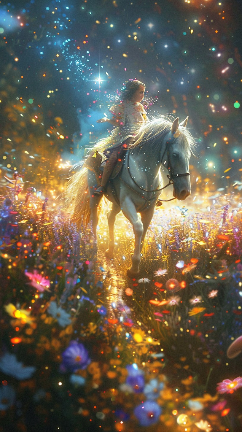 Free Magical Night Ride Image - Fantasy, Girl, Horse | Download at ...