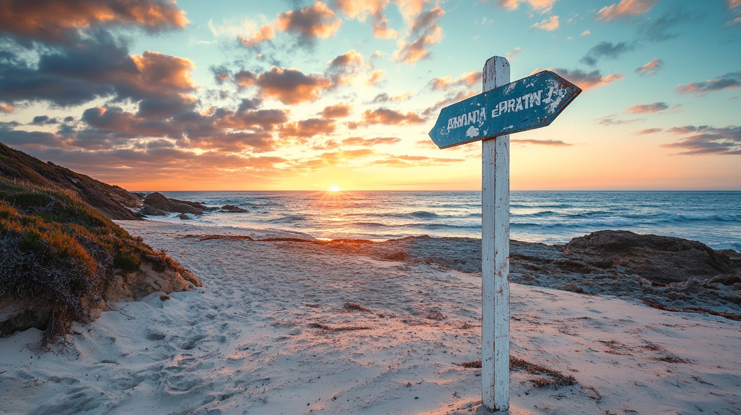 Free Sunset Beach Path Image - Sunset, Beach, Signpost | Download at ...