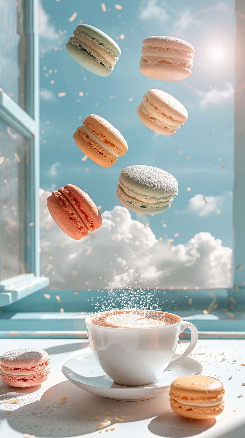 Floating Macaron Free Floating Macaron Delight Image - Macarons, Floating, Coffee ...