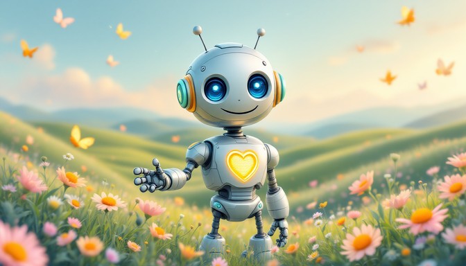 Free Friendly Robot Meadow Image - Robot, Meadow, Flowers | Download at ...