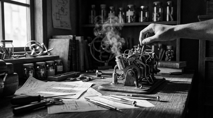 Free Vintage Innovation Workspace Image - Invention, Gears, Blueprints ...