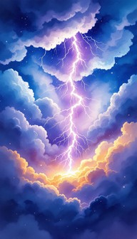 Free Lightning Pierces Sky Image - Lightning, Storm, Watercolor ...