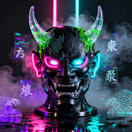 Free Neon Demon Mask Image - Cyberpunk, Demon, Oni | Download at StockCake