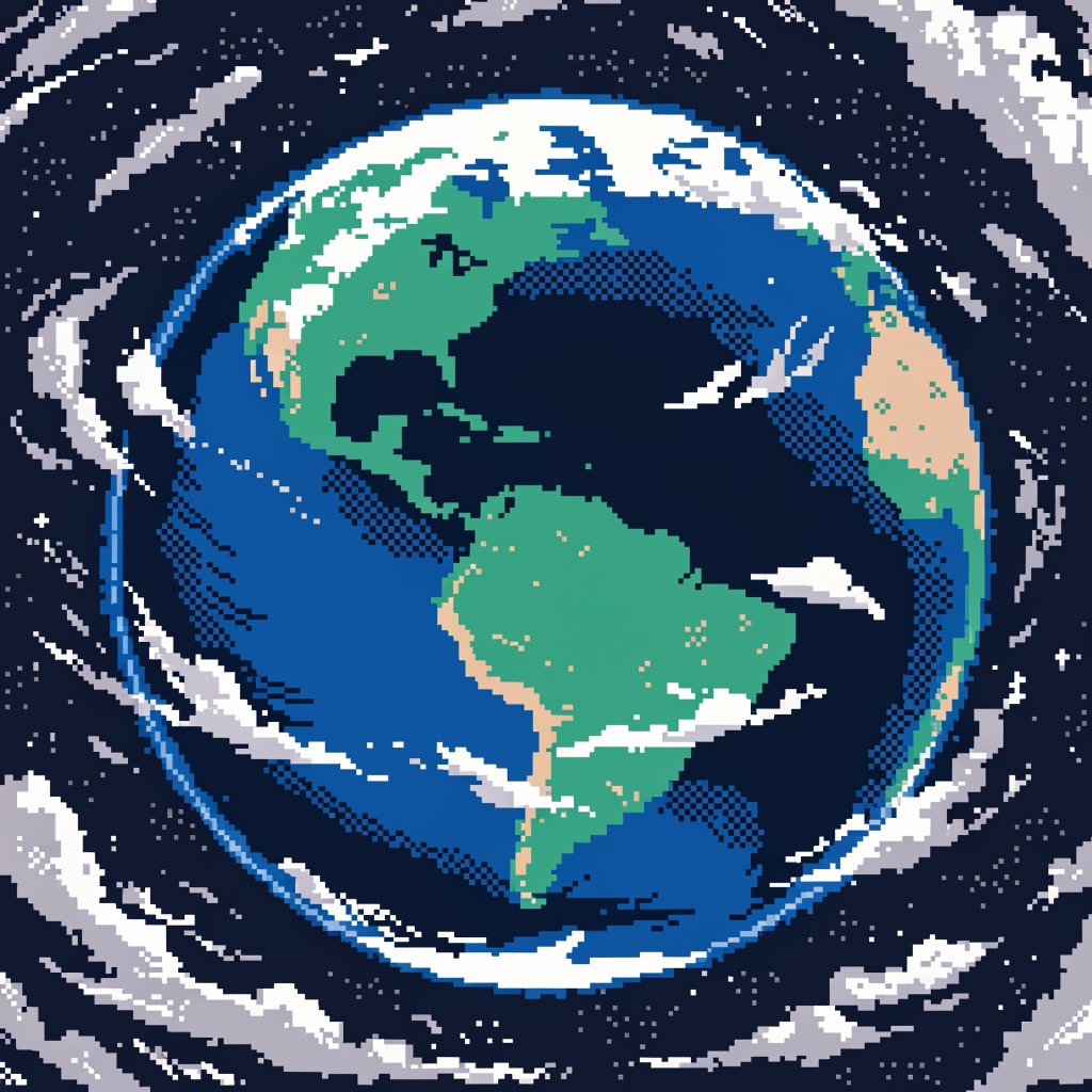 Free Pixel Earth View Image - Pixel, Earth, Planet | Download at StockCake
