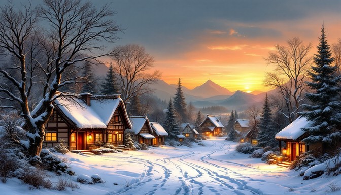 Free Cozy Winter Village Image - Winter, Snow, Cottage | Download at ...
