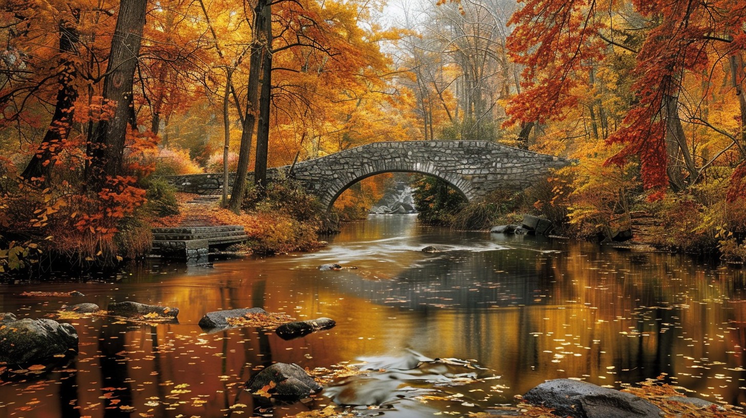 Free Autumn Bridge Serenity Image - Autumn, Bridge, Stream | Download ...