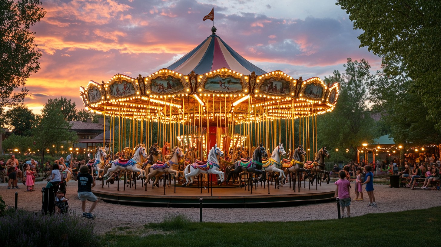 Carousel Ride Buse Free Evening Carousel Ride Photo - Carousel, Evening, Families ...