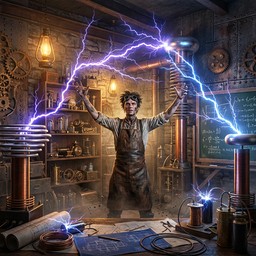 Free Electric Steampunk Genius Image - Steampunk, Inventor, Lightning ...
