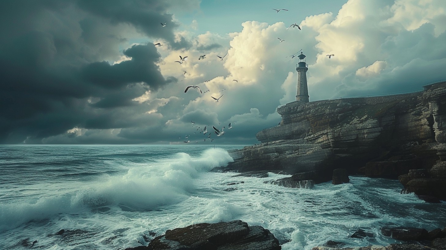 Free Stormy Lighthouse Scene Photo - Lighthouse, Storm, Clouds ...