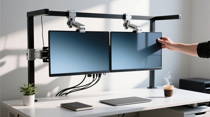 Free Dual Monitor Setup Image - Workspace, Monitors, Ergonomic ...