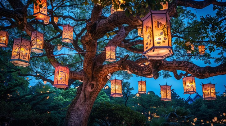 Free Lantern-lit Tree Night Image | Download at StockCake
