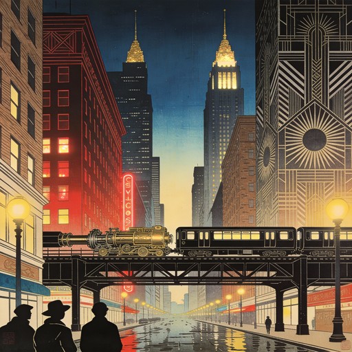 Free Chicago Train Twilight Image - Illustration, Ukiyo-e, Woodblock ...