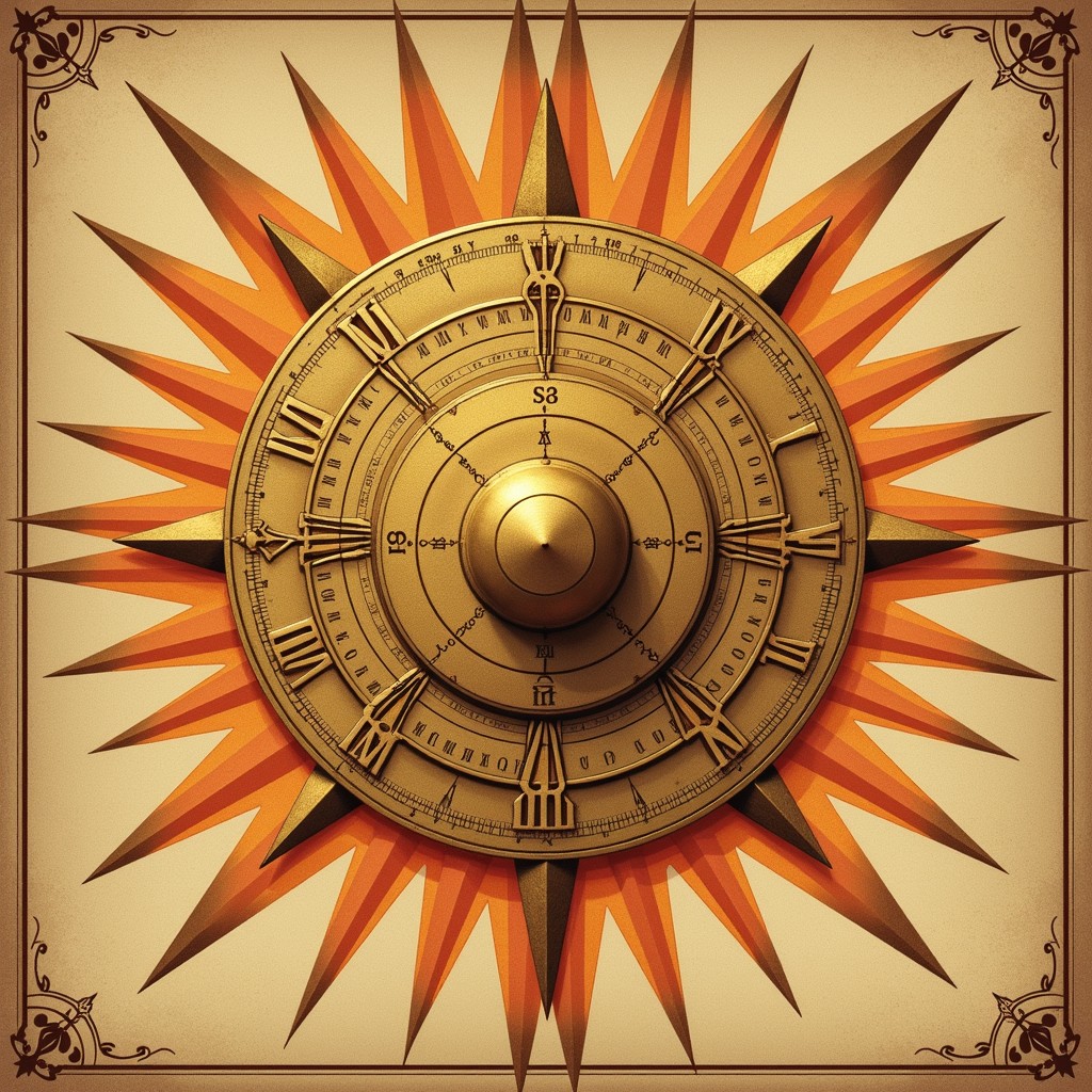 Free Radiant Sundial Illustration Image - Sundial, Vintage, Golden ...