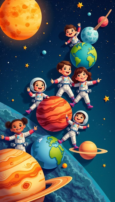 Free Cosmic Kids Explore Image - Astronauts, Children, Planets ...