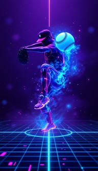 Pitcher Neon Free Cyberpunk Baseball Pitch Image - Cyberpunk, Baseball, Neon ...