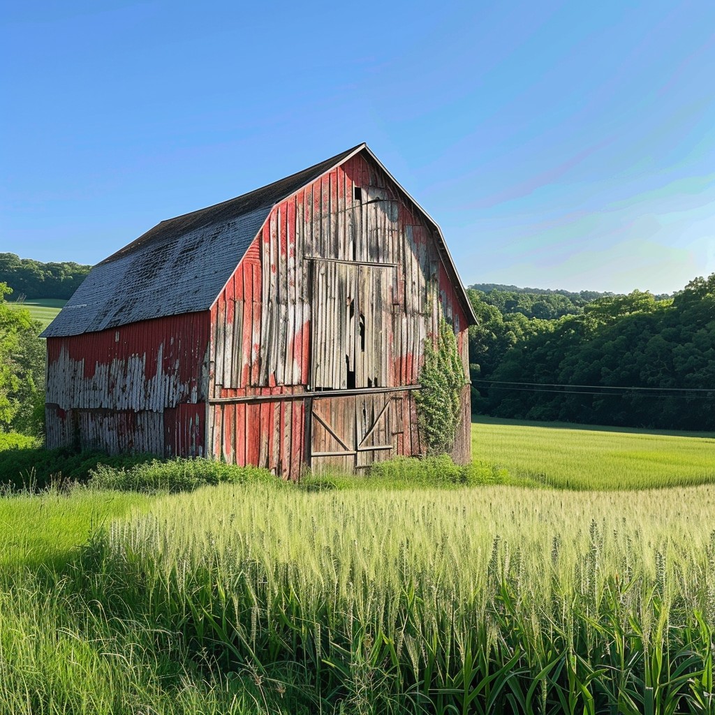 Free Rustic Barn Scene Image - Barn, Red, Field | Download at StockCake