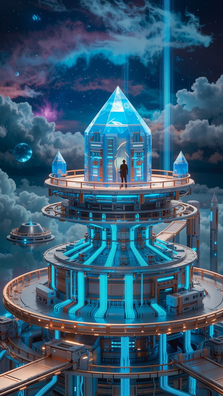 Free Floating Tech Paradise Image - Surreal, Futuristic, Technology ...