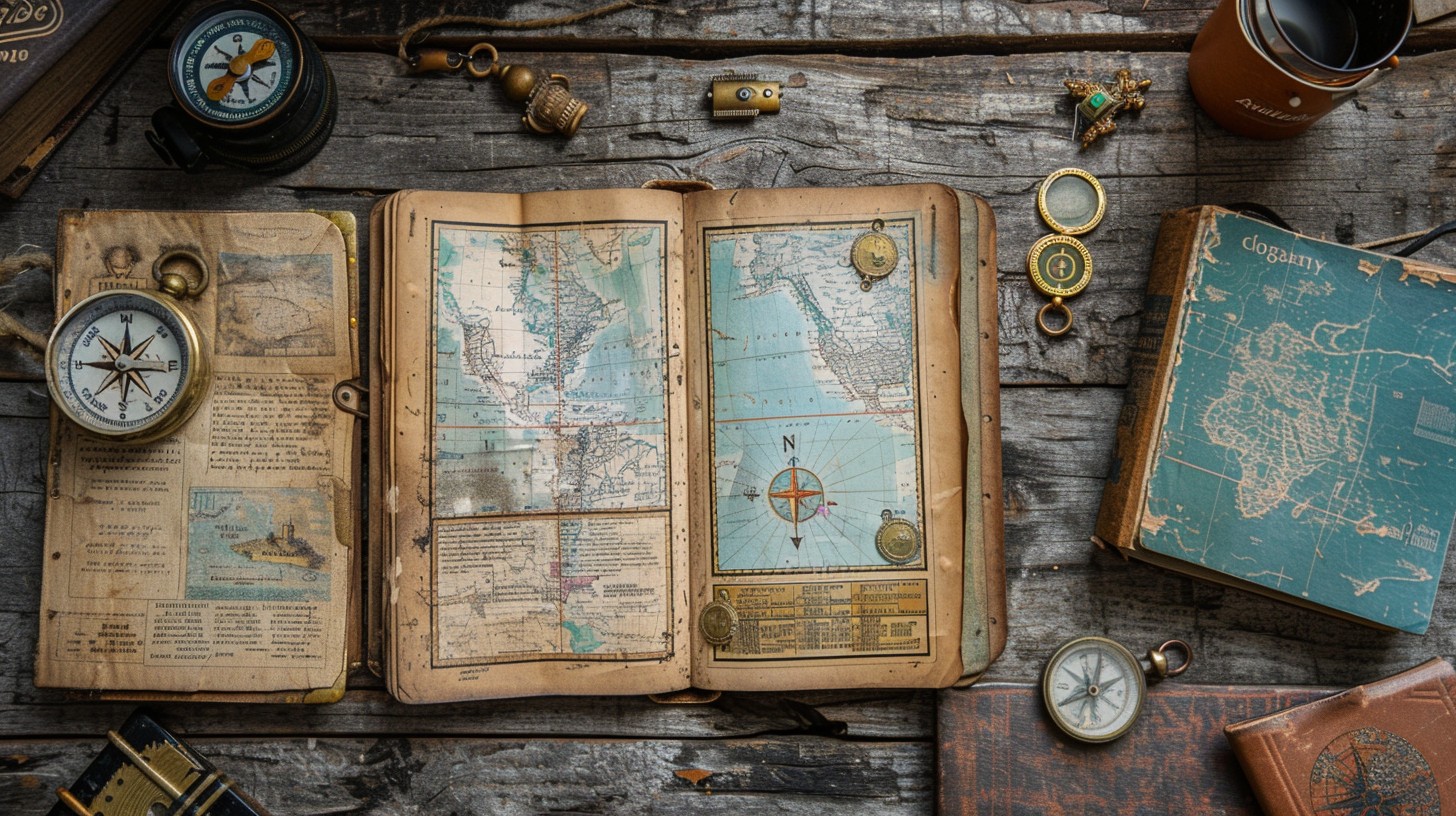 Free Vintage Exploration Essentials Image - Compass, Map, Vintage ...