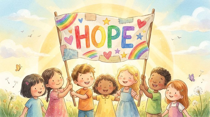 Free Children Spreading Hope Image - Children, Hope, Illustration ...