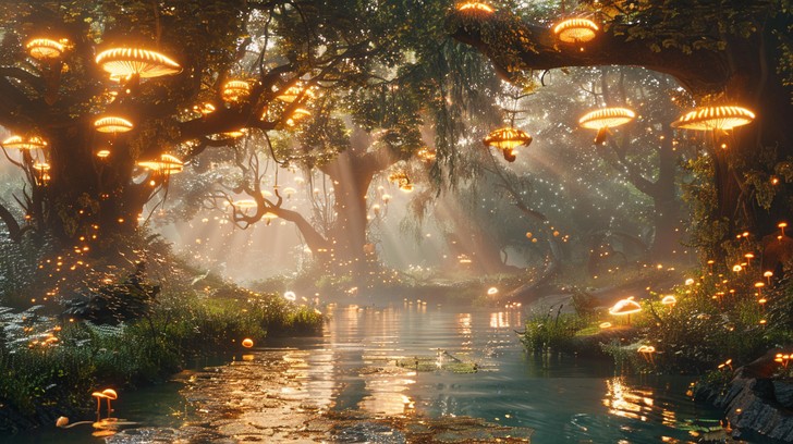 Free Enchanted Forest Scene Image - Enchanted, Forest, Glowing ...