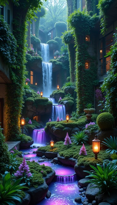Thrive Waterfall Free Luminous Secret Garden Image - Waterfall, Magical, Purple ...