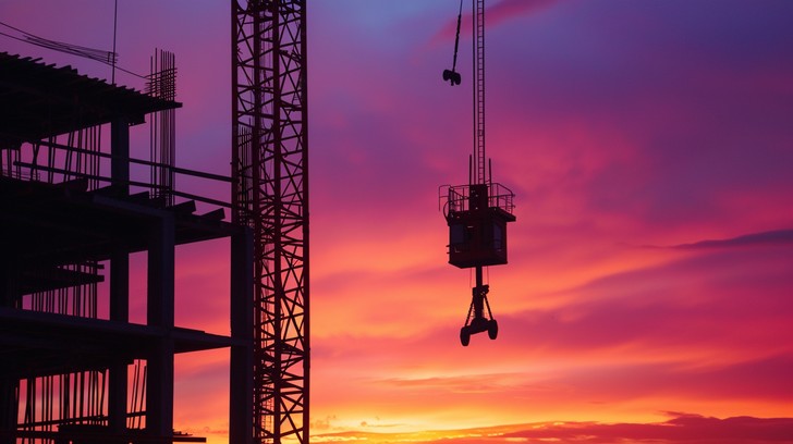 Building Completed Sunset Free Sunset Construction Silhouette Image - Sunset, Construction, Crane ...
