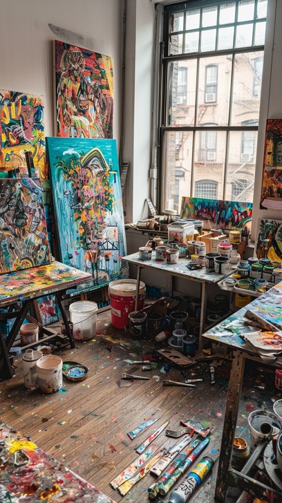 Free Artist's Vibrant Studio Image - Studio, Artist, Painting ...