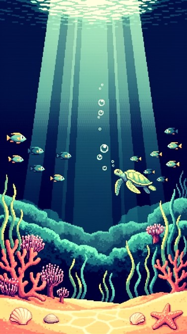 Free Retro Ocean Depths Image - Pixel, Retro, Ocean | Download at StockCake