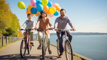Free Family Bike Ride Image - Family, Biking, Balloons | Download at ...