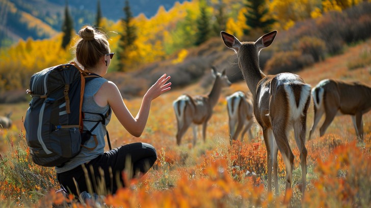 Free Deer Encounter Hiking Image - Deer, Hiker, Autumn | Download at ...