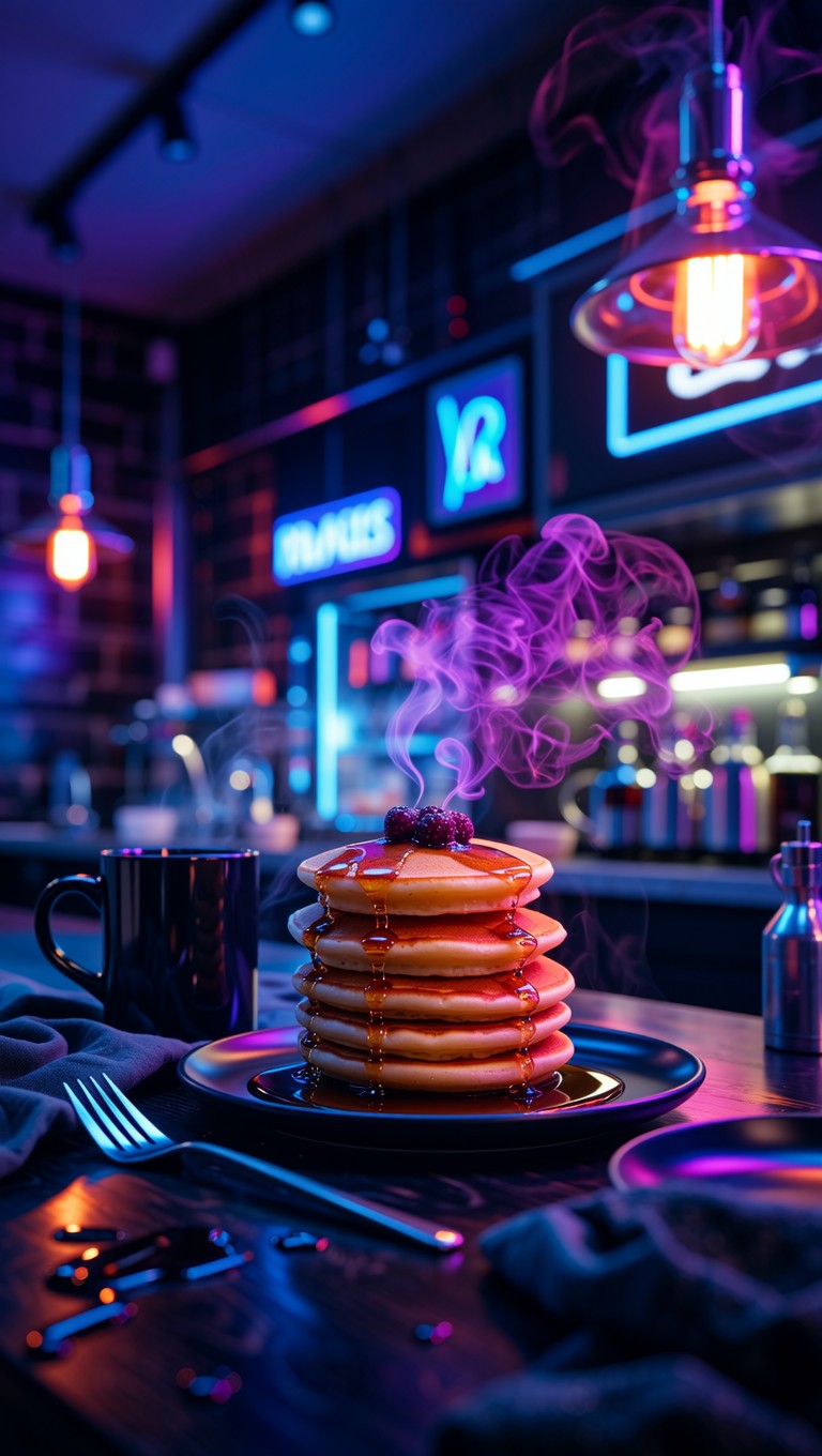 Free Neon Breakfast Vibes Image - Cyberpunk, Neon, Pancakes | Download ...