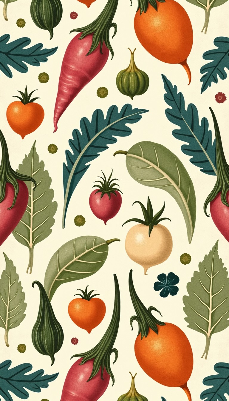 Veggie Patterning Free Vintage Vegetable Pattern Image - Vegetables, Vintage, Pattern ...