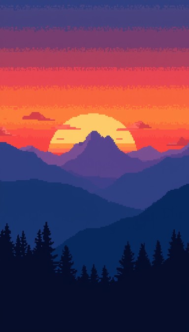 Free Pixelated Mountain Sunset Image - Sunset, Mountains, Pixelart ...