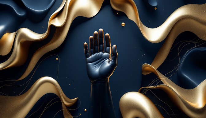 Dramatic Hand Wave Free Golden Hand Emerging Image - Hand, Geometric, 3d | Download at ...