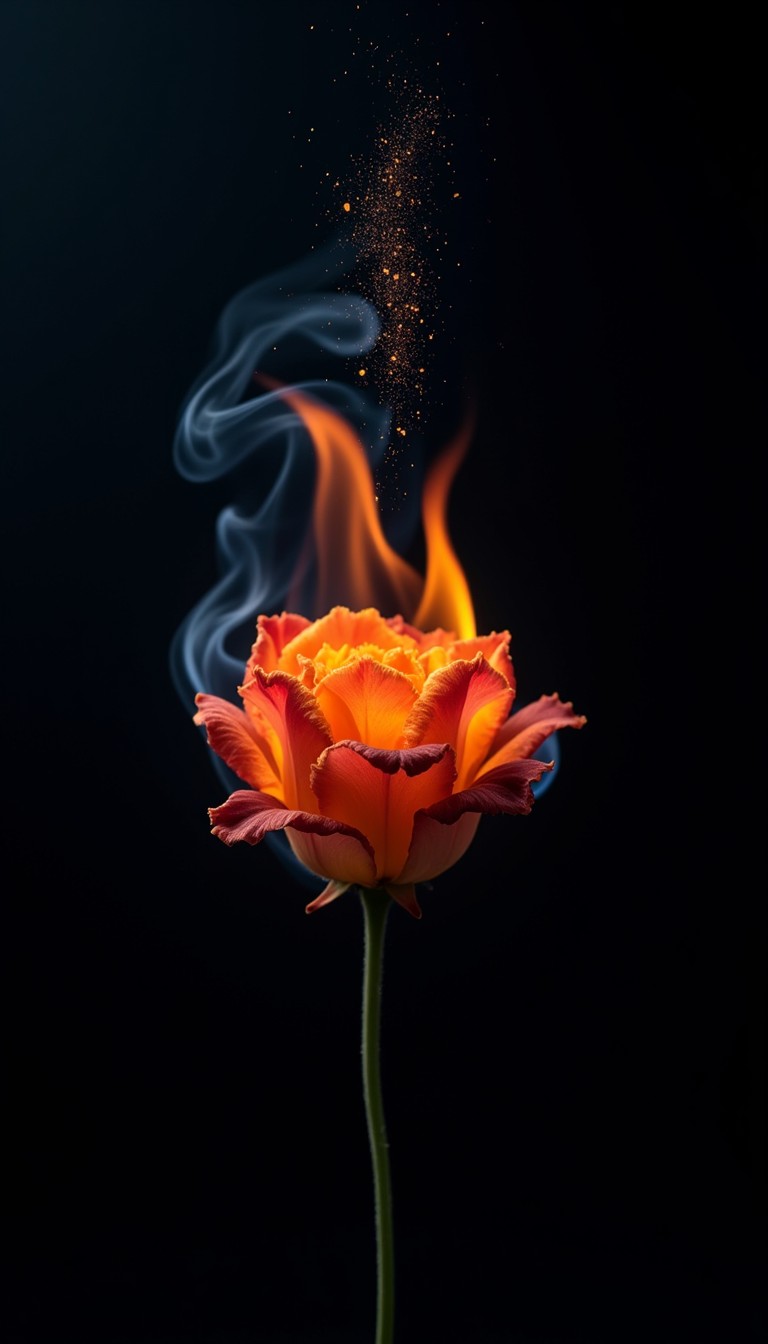 Free Flaming Rose Bloom Image - Rose, Fire, Flame | Download at StockCake