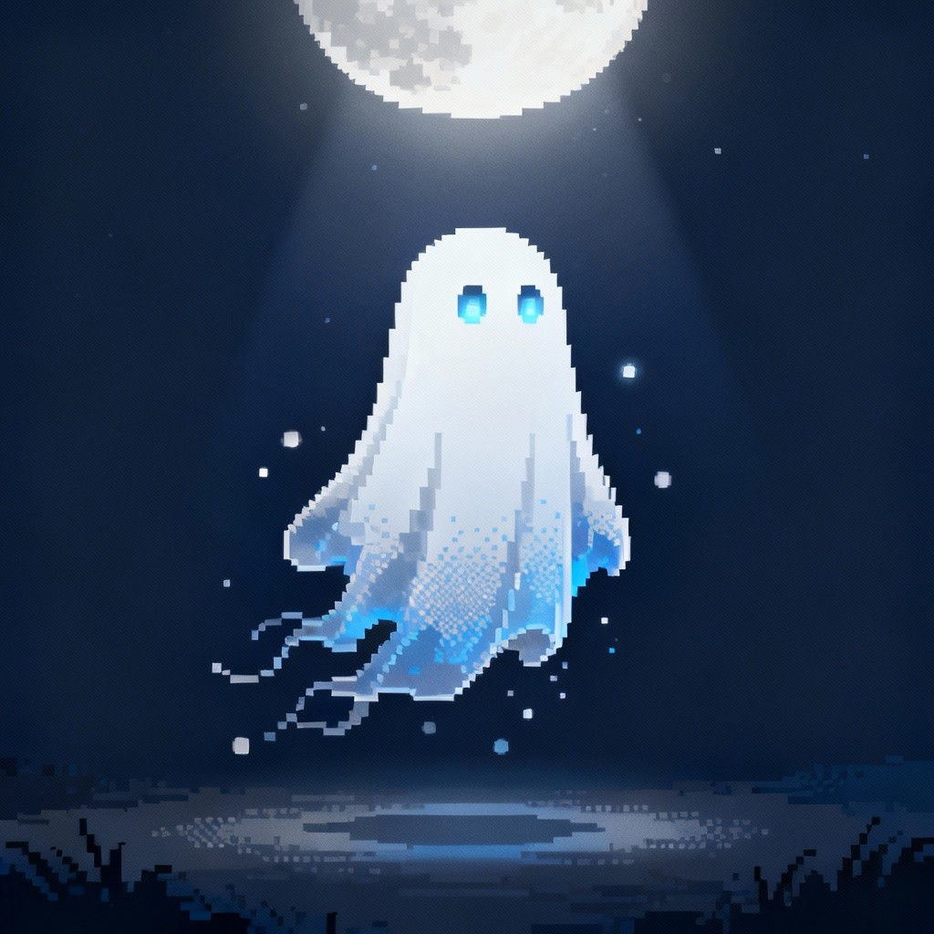 Free Moonlit Pixel Ghost Photo - Ghost, Pixel, Art | Download at StockCake