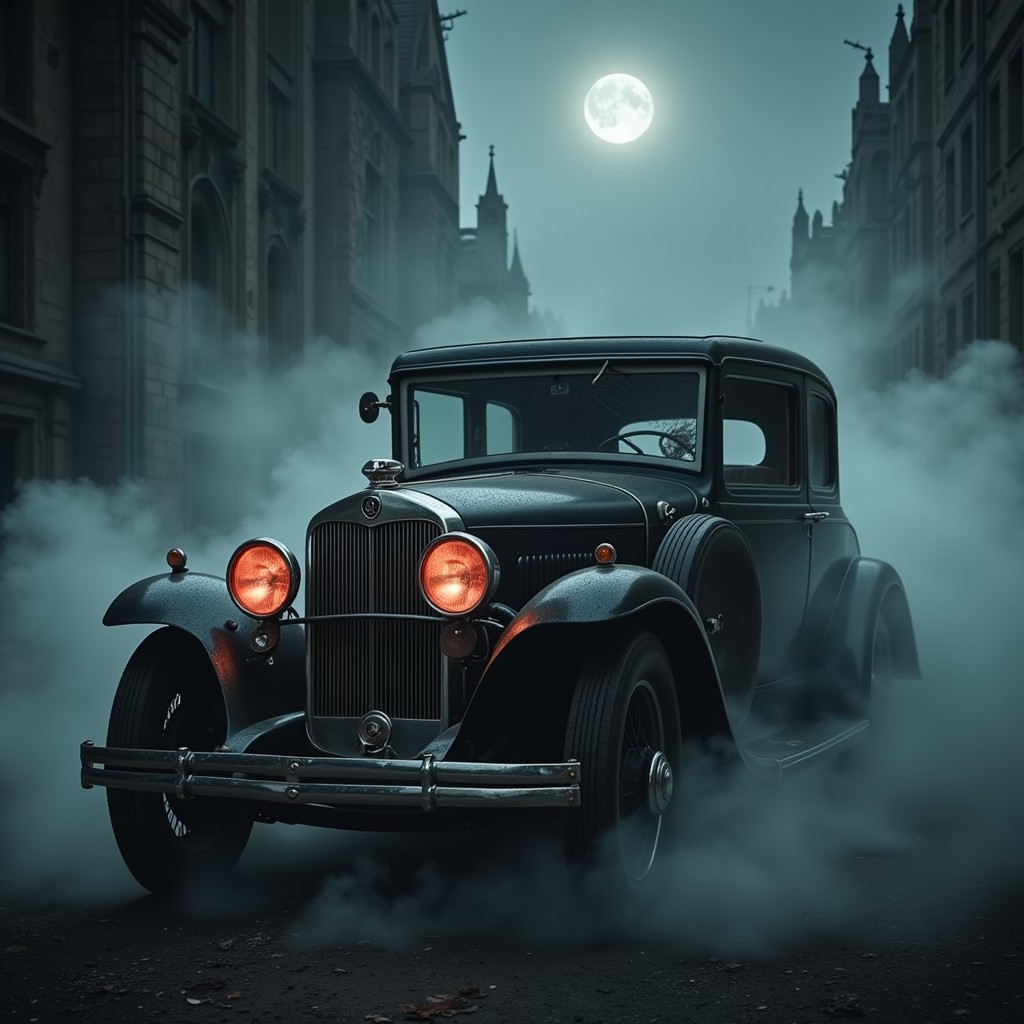 Free Haunted Midnight Car Image - Vintage, Car, Fog | Download at StockCake