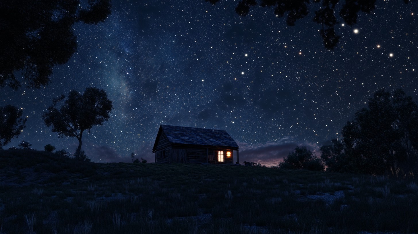 Free Starry Night Cabin Image - Starry, Night, Cabin | Download at ...