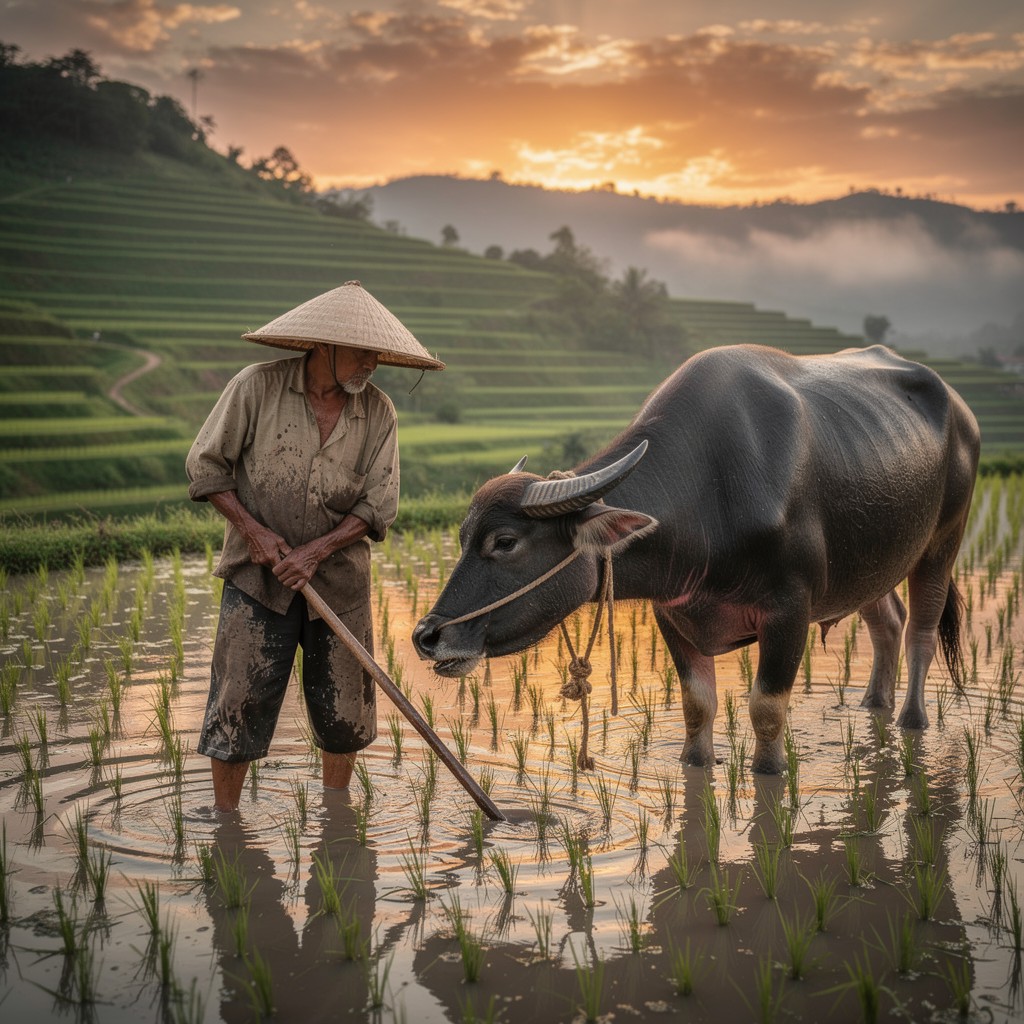 Free Traditional Rice Farming Image - Farmer, Agriculture, Buffalo ...