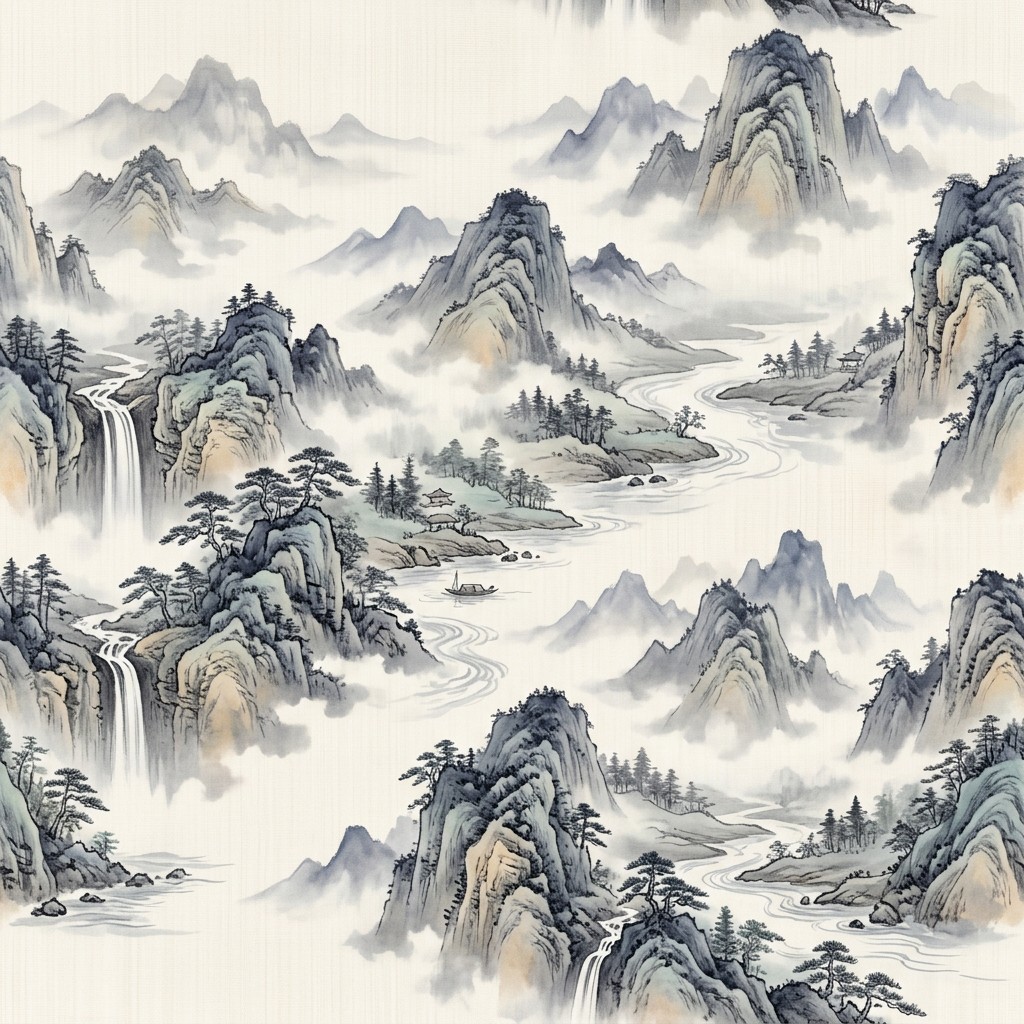 Free Misty Mountain Pattern Image - Watercolor, Pattern, Mountains ...