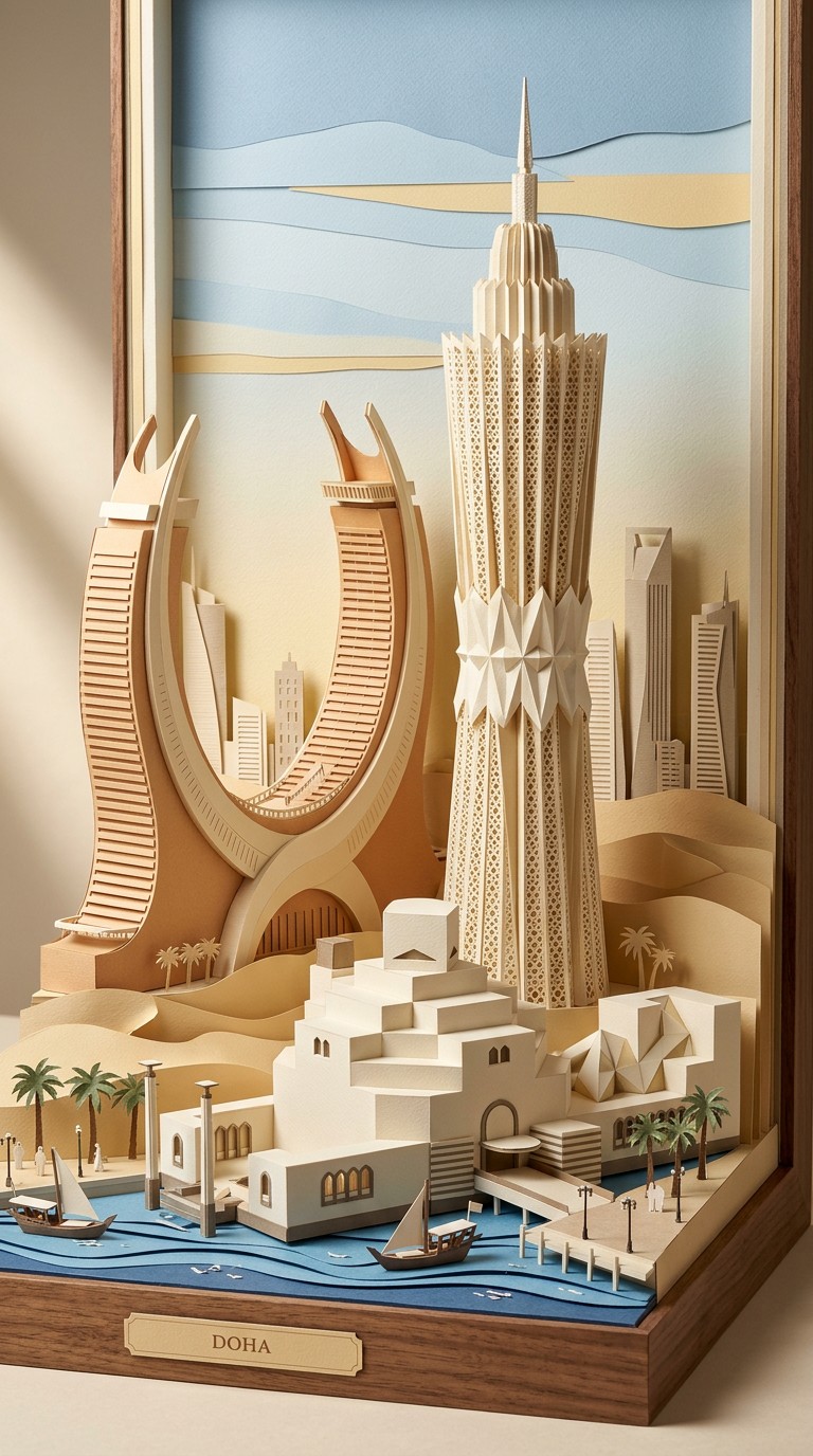 Free Qatar Paper Skyline Image - Qatar, Doha, Origami | Download at ...